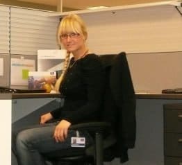 Kristin at her desk