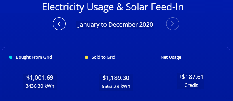 Die Jahresabrechnung weist dank Solarstrom ein Plus 187 AUD (etwa 120 EUR) aus.